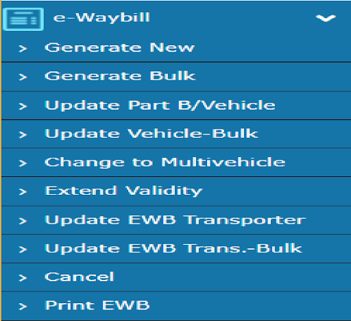 2. Options under e-Way Bill